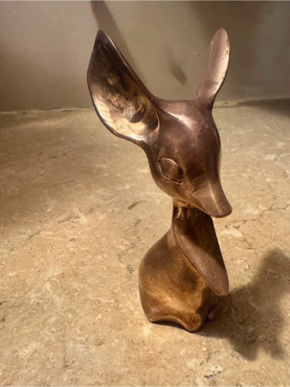 Brass-Tone Mouse Figurine Home Art Sculpture - Brown